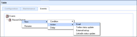Codeless app development add email