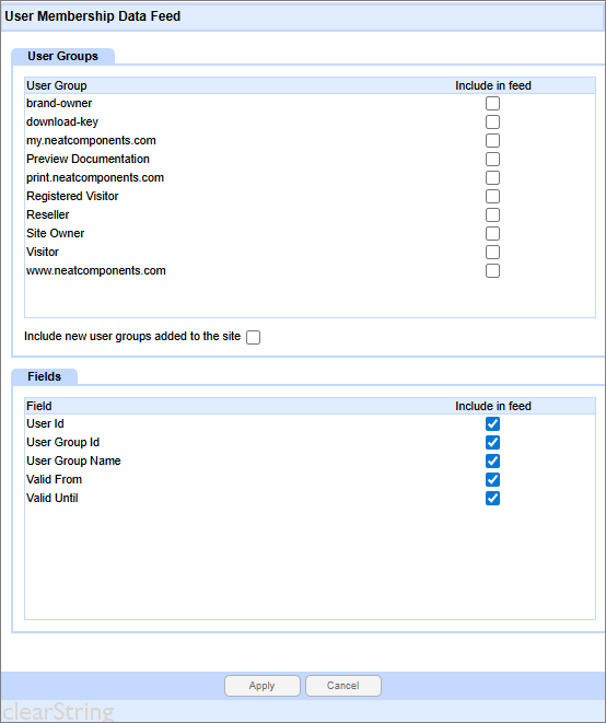 neatComponents - User Membership Data Feed