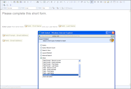 Codeless app development data entry form