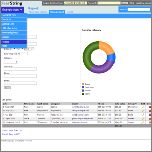 Start using DATA applications trial... clearString Applications: Contact Forms, Contact Management, Mailing Lists, URL Shorteners, Knowledgebase Systems, Store Locator, Business Report Creator, CRM System, and much more...